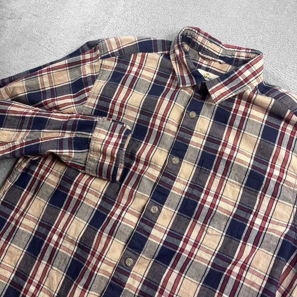 Marine Layer Linden Button Down Shirt Men M/L Plaid 100% Cotton Long Sleeve